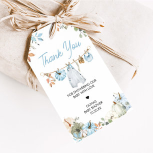 Blaue kleine Kürbis-Herbst-Baby-Geschenkanhänger Geschenkanhänger