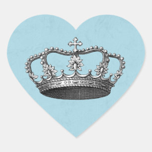 Blaue kleine Prinz Krone Baby Shower Geschenke Herz-Aufkleber