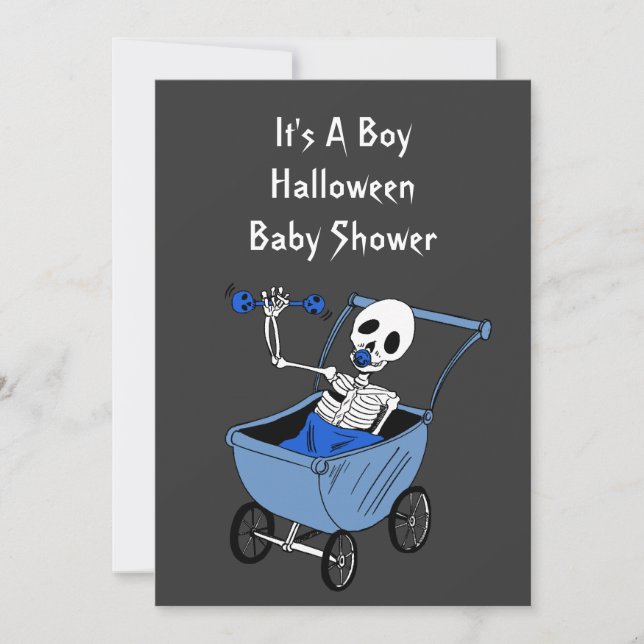 Blaue kleine Skeleton Babyparty-Einladungs-Karten Einladung (Vorderseite)