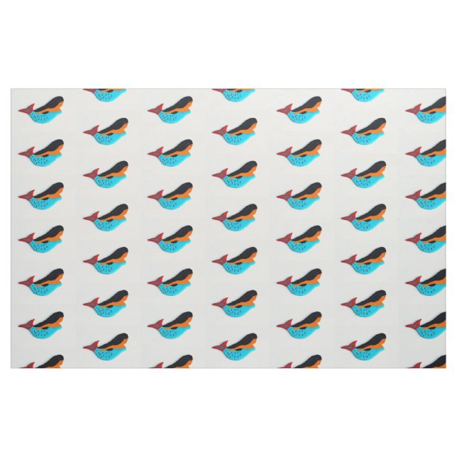 Blaue Kleinmädchen auf Weiß Stoff (Fat Quarter (45,7 x 55,9 cm))