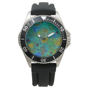Blaue Klippe Chrysokoll Armbanduhr