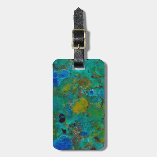 Blaue Klippe Chrysokoll Gepäckanhänger (Vorderseite vertikal)