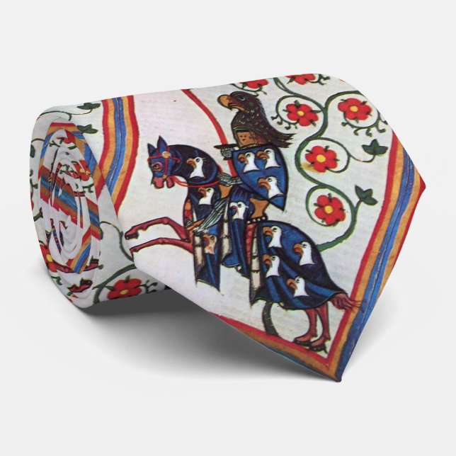 BLAUE KNIGHT AUF DER HORSEBACK Mittelalterliche Mi Krawatte (Gerollt)