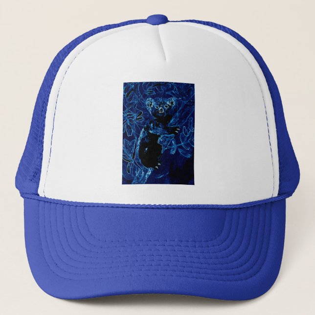Blaue Koala Baum-Umarmung Truckerkappe (Vorderseite)