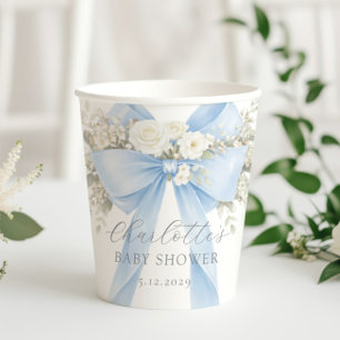 Blaue Kokette Blumen-Babyshower für Jungen Pappbecher