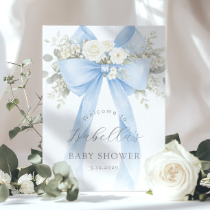 Blaue kokette Bogen Baby Jungen Shower Willkommen Poster