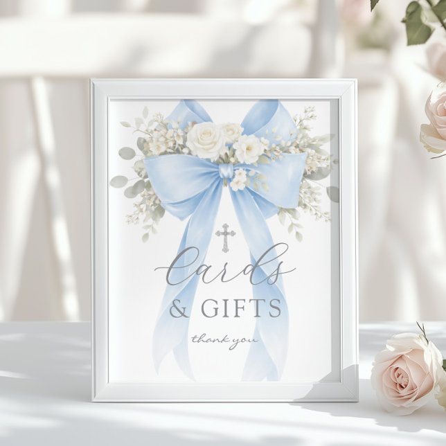 Blaue Kokette-Bogen Karten und Geschenke Taufe Poster (Von Creator hochgeladen)