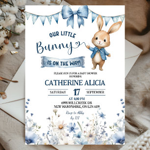 Blaue Kokette Kleiner Hase Baby Shower Einladung