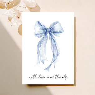 Blaue Koketten-Schleife Aquarell Brautparty Dankeskarte