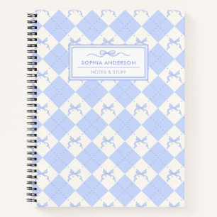Blaue Koketten-Schleife & Argyles Muster personali Notizbuch