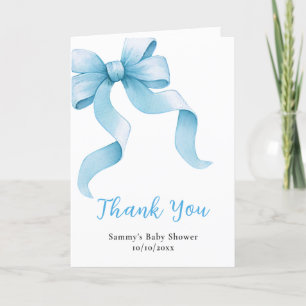 Blaue Koketten-Schleife Baby Shower Dankeskarte