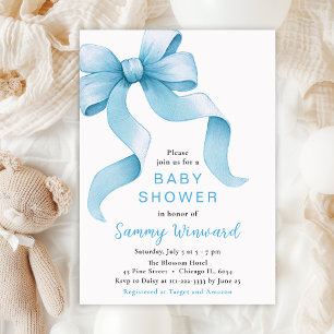 Blaue Koketten-Schleife Baby Shower Einladung