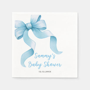 Blaue Koketten-Schleife Baby Shower Serviette