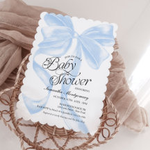 Blaue Koketten-Schleife-Junge-Baby-Shower-Einladun