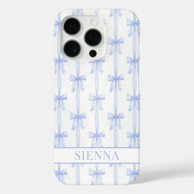 Blaue Kokettenbögen Gestreift Monogrammiert Case-Mate iPhone Hülle (Rückseite)