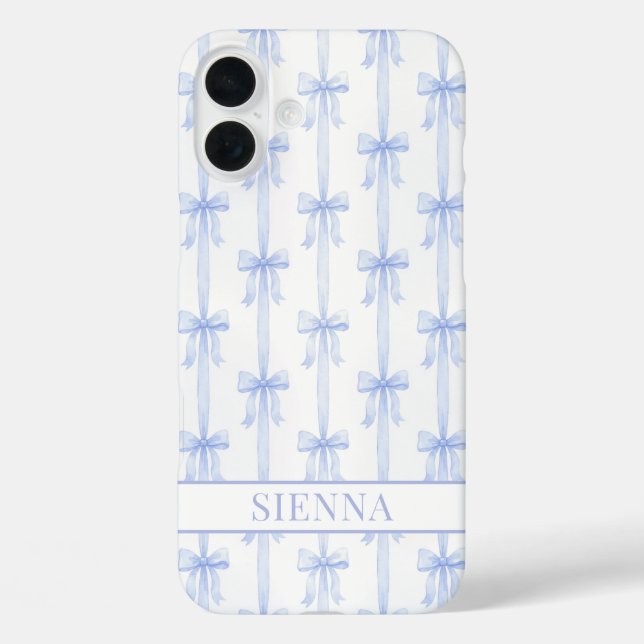 Blaue Kokettenbögen Gestreift Monogrammiert Case-Mate iPhone Hülle (Rückseite)