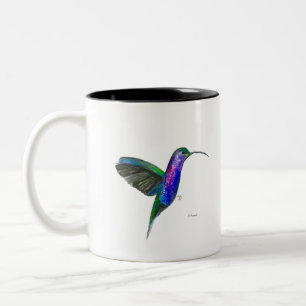 Blaue Kolibri-Aquarellmalerei Zweifarbige Tasse