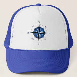 Blaue Kompass-Rose Truckerkappe
