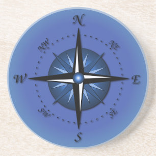 Blaue Kompassrose Getränkeuntersetzer