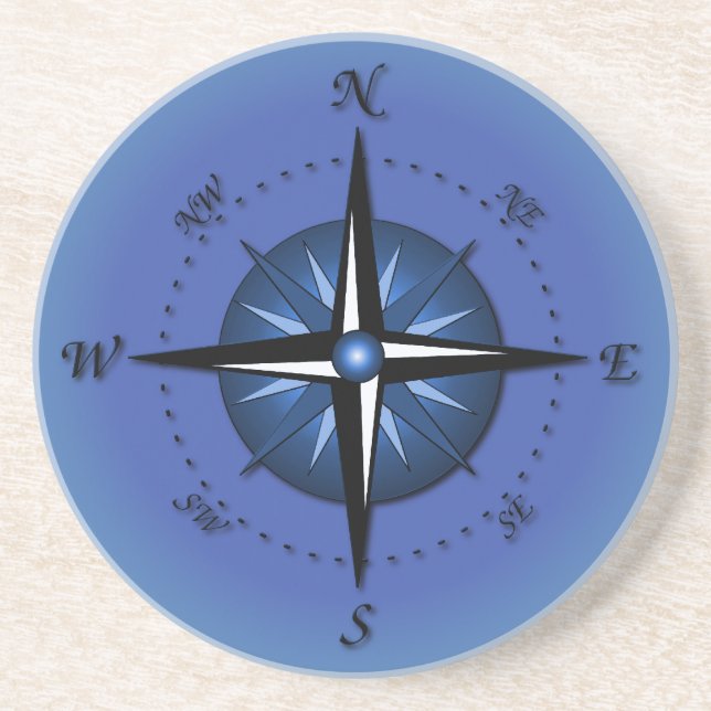 Blaue Kompassrose Getränkeuntersetzer (Vorne)