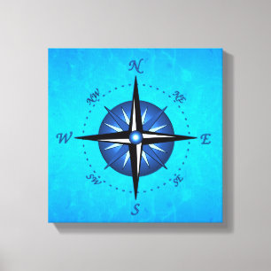 Blaue Kompassrose Leinwanddruck
