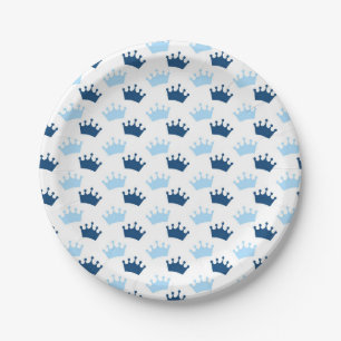 Blaue königliche Kronen Märchenprinz Babyparty Pappteller