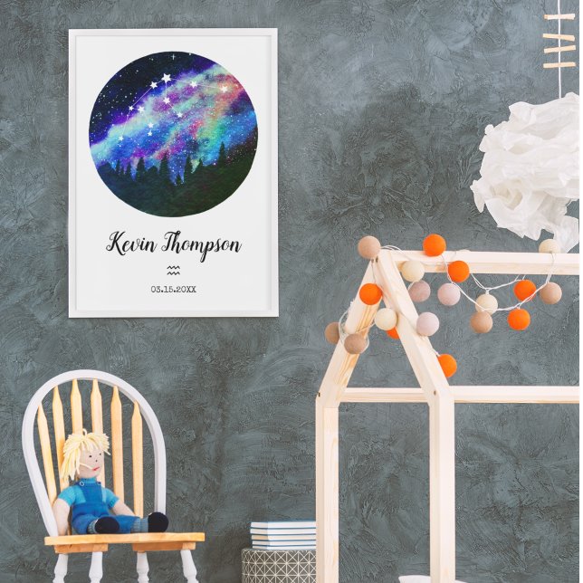 Blaue Konstellation Aquarius Horoskop Schildergesc Poster (Von Creator hochgeladen)