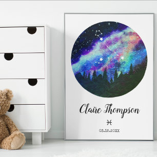 Blaue Konstellation Fisces Horoskop-Zeichen Poster