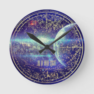 Blaue Konstellation Runde Wanduhr