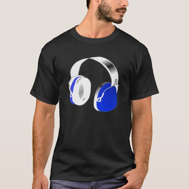 Blaue Kopfhörer T-Shirt (Vorderseite)