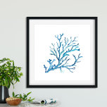 Blaue Koralle Poster<br><div class="desc">Ideal für Schlafzimmer,  Bäder und Wohnbereiche in Ihrer Küstenstrasse Zuhause. Dieser Druck zeigt meine original handgemalte Aquarellkoralle in Blau- und Türkistönen. Es passt zu meiner Sammlung von Dekorationsarbeiten auf der Seite des Meeres. Weitere Informationen unter www.zazzle.com/dotellabelle</div>