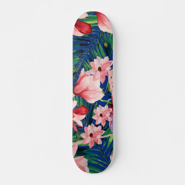 Blaue Koralle, tropisch floral Skateboard (Vorne)
