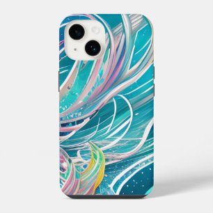 Blaue Korallen-Abstrakte Kunst am Strand iPhone 14 Hülle