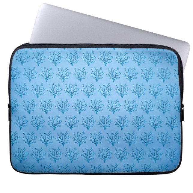 Blaue Korallen auf blauem Hintergrund Laptopschutzhülle (Vorderseite)