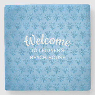 Blaue Korallen auf blauem Hintergrund Steinuntersetzer