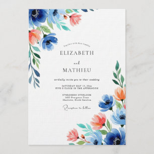 Blaue Korallen-Hochzeit Einladung