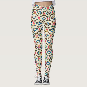 Blaue Korallen-Ornament-Geometrie Leggings