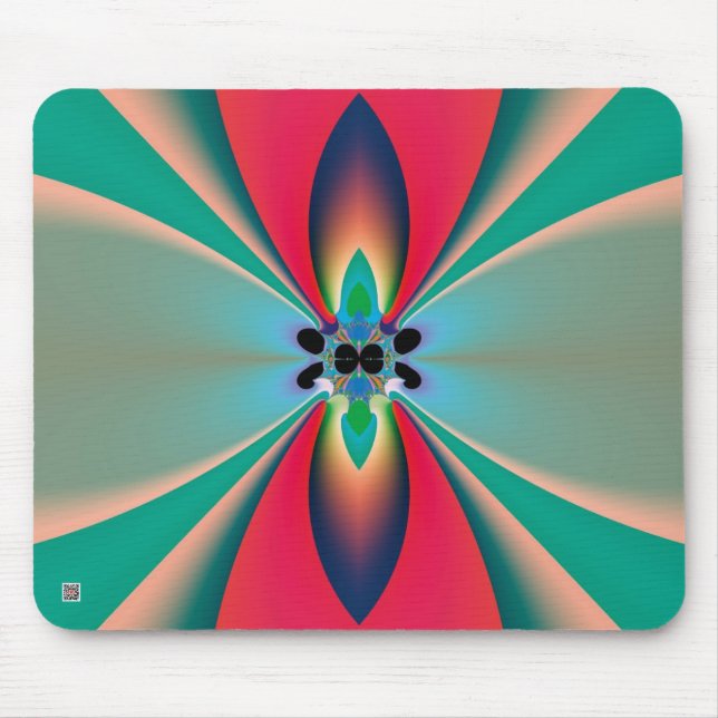 Blaue Korallen-Spiegel-Symmetrie-Abstrakte Kunst Mousepad (Vorne)