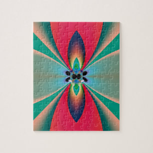 Blaue Korallen-Spiegel-Symmetrie-Abstrakte Kunst Puzzle