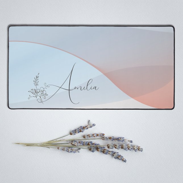 Blaue Korallengefälle Blumenbezeichnung Schreibtischunterlage (Von Creator hochgeladen)