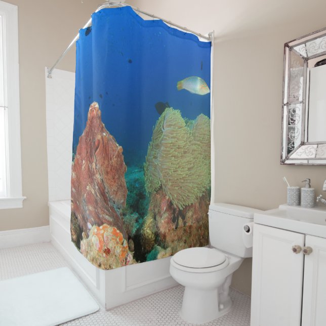 Blaue Korallenkoralle Kraken Duschvorhang (Beispiel)