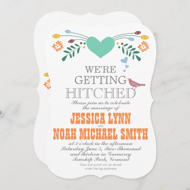 Blaue Korallenminze Blumentypografie Einladungen (Vorne/Hinten)