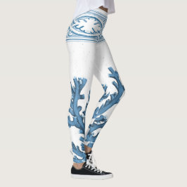 Blaue korallenrote Leggings