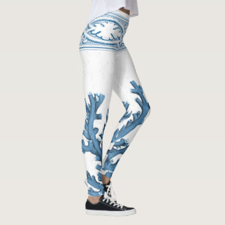 Blaue korallenrote Leggings