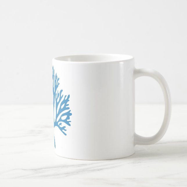 blaue korallenrote Silhouette Kaffeetasse (Rechts)