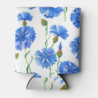 Blaue Kornblumen: Aquarellblumen nahtlos. Dosenkühler