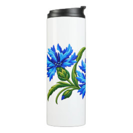 Blaue Kornblumen im Sticklook Thermosbecher