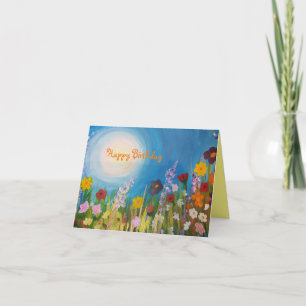 Blaue Kornblumen in einer Wiese von Wildblumen Karte