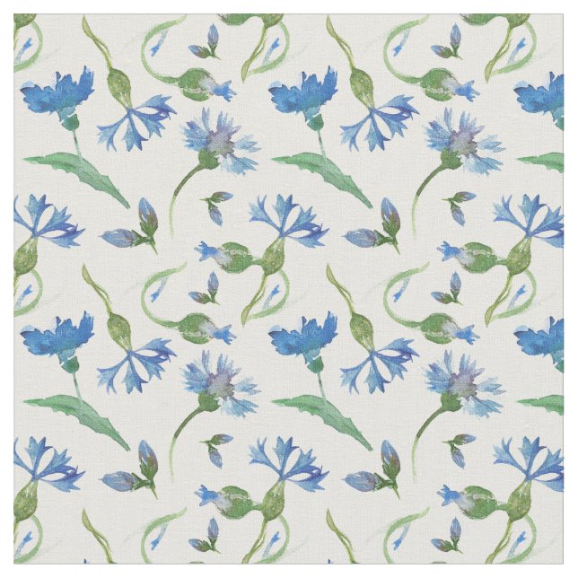 Blaue Kornblumen Stoff (Nahaufnahme)