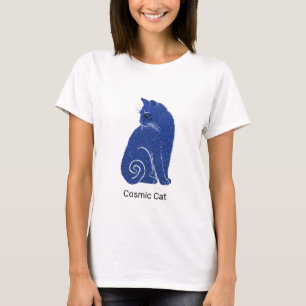 Blaue kosmische Katze T-Shirt